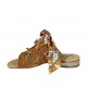 Sabot aperto da donna in raso multicolore e camoscio color tabacco tacco 2 - Misure disponibili: 33, 34, 43, 44, 45