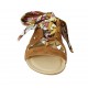 Sabot aperto da donna in raso multicolore e camoscio color tabacco tacco 2 - Misure disponibili: 33, 34, 43, 44, 45