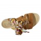 Sabot aperto da donna in raso multicolore e camoscio color tabacco tacco 2 - Misure disponibili: 43, 44, 45