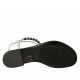 Woman's thong sandal with elastic strap and pearls in silver laminated leather heel 1 - Available sizes:  34, 42, 44, 45