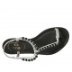 Sandalo infradito da donna con cinturino elasticizzato e perle in pelle laminata argento tacco 1 - Misure disponibili: 34, 42, 44, 45