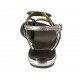 Sandalo infradito da donna con accessorio in vernice nera e pelle laminata argento tacco 1 - Misure disponibili: 45