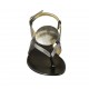 Sandalo infradito da donna con accessorio in vernice nera e pelle laminata argento tacco 1 - Misure disponibili: 33, 34, 42, 43, 44, 45