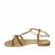 Woman's thong sandal with strap in tobacco suede and platinum laminated leather heel 1 - Available sizes:  33, 34, 42, 43, 44