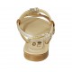 Woman's thong sandal with strap in tobacco suede and platinum laminated leather heel 1 - Available sizes:  33, 34, 42, 43, 44