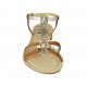 Woman's thong sandal with strap in tobacco suede and platinum laminated leather heel 1 - Available sizes:  33, 34, 42, 43, 44