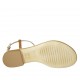 Woman's thong sandal with strap in tobacco suede and platinum laminated leather heel 1 - Available sizes:  33, 34, 42, 43, 44