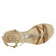 Woman's thong sandal with strap in tobacco suede and platinum laminated leather heel 1 - Available sizes:  33, 34, 42, 43, 44