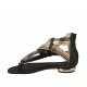 Chaussure ouverte entredoigt pour femmes avec fermeture éclair en cuir noir, lamé cuivre et gris talon 1 - Pointures disponibles:  33, 42, 43, 45