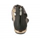 Chaussure ouverte entredoigt pour femmes avec fermeture éclair en cuir noir, lamé cuivre et gris talon 1 - Pointures disponibles:  33, 42, 43, 45