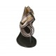 Woman's open thong shoe with zipper in black, copper and grey laminated leather heel 1 - Available sizes:  33, 42, 43, 45