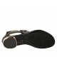Chaussure ouverte entredoigt pour femmes avec fermeture éclair en cuir noir, lamé cuivre et gris talon 1 - Pointures disponibles:  33, 42, 43, 45
