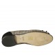 Scarpa aperta in punta con fiocco in camoscio nero e tessuto intrecciato taupe e laminato argento tacco 2 - Misure disponibili: 33, 34, 42, 43, 44, 46