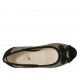 Scarpa aperta in punta con fiocco in camoscio nero e tessuto intrecciato taupe e laminato argento tacco 2 - Misure disponibili: 33, 42, 43, 44, 46
