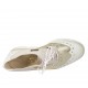 Woman's laced Oxford shoe with sidecuts in rose suede and white and platinum leather wedge heel 4 - Available sizes:  34, 42, 43, 44, 45, 46