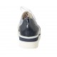 Zapato oxford con cordones para mujer con cortes laterales en gamuza azul claro, piel blanca y charol azul cuña 4 - Tallas disponibles:  33, 34, 42, 43, 44, 45, 46