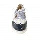 Scarpa stringata oxford aperta ai lati da donna in camoscio azzurro, pelle bianca e vernice blu zeppa 4 - Misure disponibili: 33, 34, 42, 43, 44, 45, 46