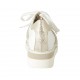 Zapato para mujer con cordones en piel blanca y laminada platino cuña 4 - Tallas disponibles:  43, 44, 46