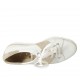 Scarpa stringata da donna in pelle bianca e laminata platino zeppa 4 - Misure disponibili: 43, 44, 46