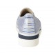 Woman's highfronted shoe with elastic bands in light blue suede and blue, light blue and white striped printed suede wedge 4 - Available sizes:  34, 42, 43, 44, 45