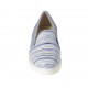 Woman's highfronted shoe with elastic bands in light blue suede and blue, light blue and white striped printed suede wedge 4 - Available sizes:  34, 42, 43, 44, 45