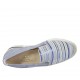 Woman's highfronted shoe with elastic bands in light blue suede and blue, light blue and white striped printed suede wedge 4 - Available sizes:  34, 42, 43, 44, 45