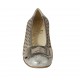 Decolté da donna con accessorio e plantare estraibile in camoscio forato taupe e pelle stampata laminata argento tacco 3 - Misure disponibili: 32, 33, 34, 45