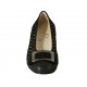Decolté da donna con accessorio e plantare estraibile in camoscio forato e pelle stampata laminata nera tacco 3 - Misure disponibili: 32, 33, 34, 43, 44
