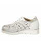 Scarpa stringata da donna con platare estraibile in pelle, camoscio forato bianco e pelle stampata argento zeppa 3 - Misure disponibili: 33, 34, 42, 43, 44