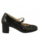 Decolté da donna con cinturino, plantare estraibile e fori in pelle nera tacco 5 - Misure disponibili: 32, 33, 34, 42, 43, 44, 45