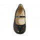 Zapato de salón para mujer con cinturon, plantilla extraible y agujeros en piel negra tacon 5 - Tallas disponibles:  42, 43, 44