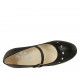 Zapato de salón para mujer con cinturon, plantilla extraible y agujeros en piel negra tacon 5 - Tallas disponibles:  42, 43, 44