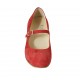 Zapato de salón para mujer con cinturon, plantilla extraible y agujeros en gamuza roja tacon 5 - Tallas disponibles:  32, 33, 34, 43, 44, 45