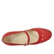 Decolté da donna con cinturino, plantare estraibile e fori in camoscio rosso tacco 5 - Misure disponibili: 32, 33, 34, 42, 43, 44, 45