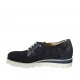 Zapato con cordones y plantilla extraible en piel laminada y gamuza perforada azul cuña 3 - Tallas disponibles:  33, 34, 42, 43, 44