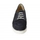 Zapato con cordones y plantilla extraible en piel laminada y gamuza perforada azul cuña 3 - Tallas disponibles:  33, 34, 42, 43, 44
