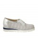 Scarpa stringata da donna in pelle laminata argento e camoscio forato grigio con plantare estraibile zeppa 3 - Misure disponibili: 32, 33, 34, 42, 43, 44, 45