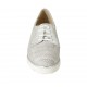 Scarpa stringata da donna in pelle laminata argento e camoscio forato grigio con plantare estraibile zeppa 3 - Misure disponibili: 32, 33, 34, 42, 43, 44, 45