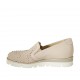 Zapato cerrado para mujer con elasticos y plantilla extraible en gamuza perforada y piel rosa cuña 3 - Tallas disponibles:  33, 34, 43, 44