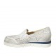 Woman's shoe with elastic bands and removable insole in white pierced suede and silver laminated leather wedge 3 - Available sizes:  32, 33, 34, 43, 45