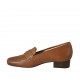 Mocasino para mujer en piel color cuero tacon 2 - Tallas disponibles:  33, 34, 43, 44, 45