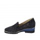 Damenschuh mit Gummibändern und herausnehmbarer Innensohle aus blauem Wildleder und perforiertem Wildleder Absatz 4 - Verfügbare Größen:  42, 43, 44, 45