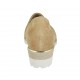 Scarpa accollata da donna con elastici e plantare estraibile in camoscio e camoscio forato beige tacco 4 - Misure disponibili: 32, 33, 42, 43, 44, 45