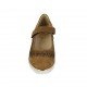 Woman's pump with velcro straps and removable insole in tobacco pierced suede heel 4 - Available sizes:  31, 33, 43, 44, 45