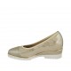 Decolté da donna con plantare estraibile in camoscio stampato laminato platino e pelle grigia zeppa 4 - Misure disponibili: 31, 32, 34, 42, 43, 44, 45