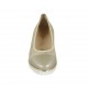 Escarpin pour femmes avec semelle interieur amovible en cuir gris et daim imprimé lamé platine talon compensé 4 - Pointures disponibles:  32, 34, 42, 43, 44, 45