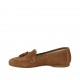 Mocasín para mujer con borlas en gamuza color cuero tacon 1 - Tallas disponibles:  43, 44