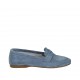 Woman's mocassin in light blue suede heel 1 - Available sizes:  42, 43