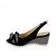 Sandale pour femmes avec noeud en daim noir et imprimé blanc talon compensé 6 - Pointures disponibles:  34, 42, 43, 44