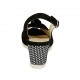 Sandale pour femmes avec noeud en daim noir et imprimé blanc talon compensé 6 - Pointures disponibles:  34, 42, 43, 44